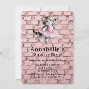 Invitation Kit de fête d'anniversaire pour fille avec chaton 
