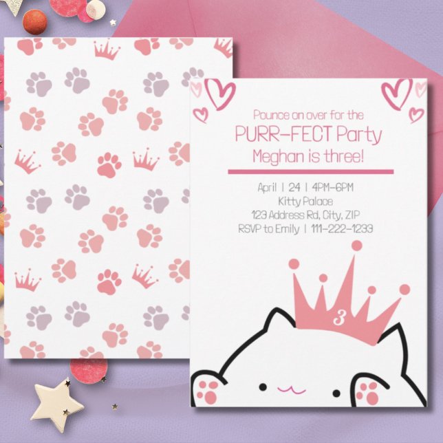 Invitation Kitten Princess Girl Anniversaire (Créateur téléchargé)