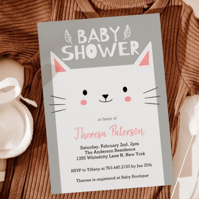 Invitation Kitty Chat Baby shower Sexe Neutre (Créateur téléchargé)