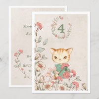 Kitty Chat Floral Girly Kitten 4e anniversaire