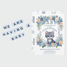 Kitty Chat Kitten Pastel Blue Boy Baby shower Invi