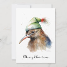 Kiwi à chapeau de Père Noël aquarelle personnalisé