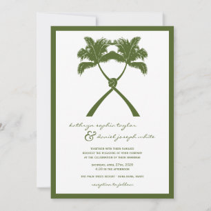 Invitation Knot Palm Trees Plage Mariage tropical Moderne Chi