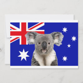 Invitation Koala avec l'Arrière - plan du drapeau australien