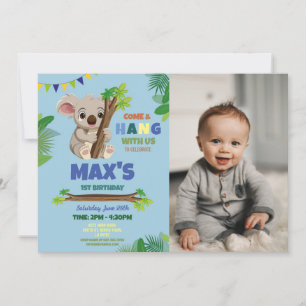 Invitation Koala Blue Party Anniversaire mignonne Photo
