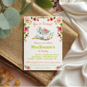 Invitation Koala et Floral Anniversaire