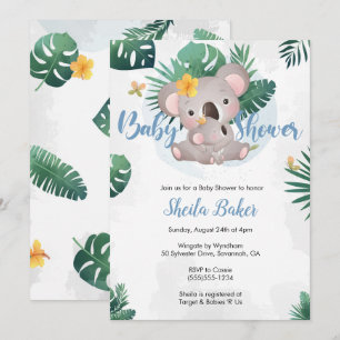 Invitation Koala, Invitation Baby shower Koala Boy