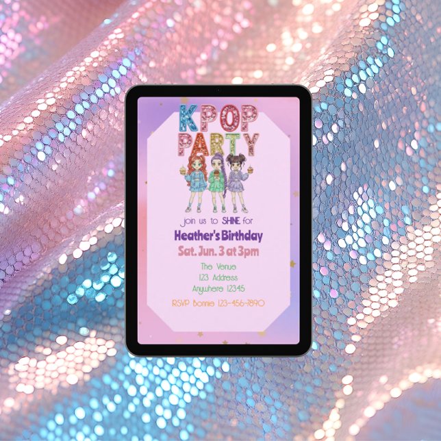Invitation KPOP Glitter Patch Shine Birthday (Créateur téléchargé)