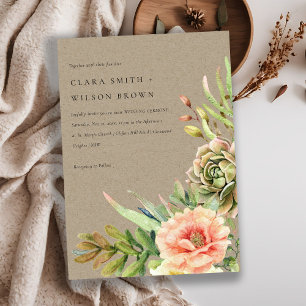 INVITATION KRAFT BLUSH DESERT SUCCULENT CACTI FOLIAGE MARIAGE