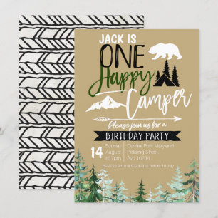 Invitation Kraft Camper 1er Anniversaire Camping Party