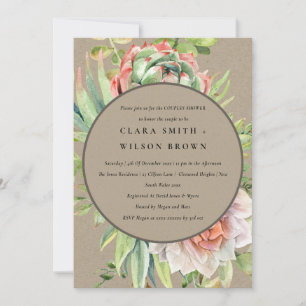 INVITATION KRAFT DESERT SUCCULENT CACTI FOLIAGE COUPLE DOUCHE