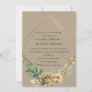 INVITATION KRAFT DESERT SUCCULENT CACTI FOLIAGE COUPLE DOUCHE