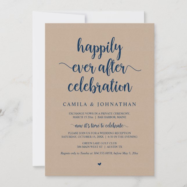 Invitation Kraft Elopement, Heureusement Jamais Après La Célé (Devant)