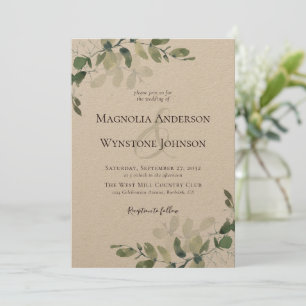 Invitation Kraft Eucalyptus Greenery Mariage de luxe