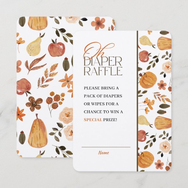 Invitation Kraft Fall Theme Baby Shower Diaper Raffle (Devant / Derrière)