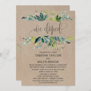 Invitation Kraft Foliage We Elopement Réception