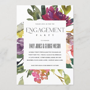 INVITATION KRAFT JAUNE BLUSH BURGUNDY FIANÇAILLES FLORAL