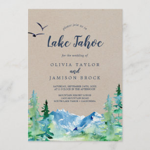 Invitation Kraft Lake Tahoe Mountain Destination Mariage