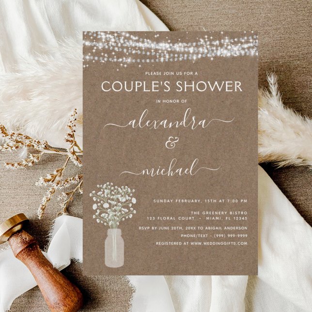 Invitation Kraft Paper Couple's Shower Rustic Farmhouse (Créateur téléchargé)