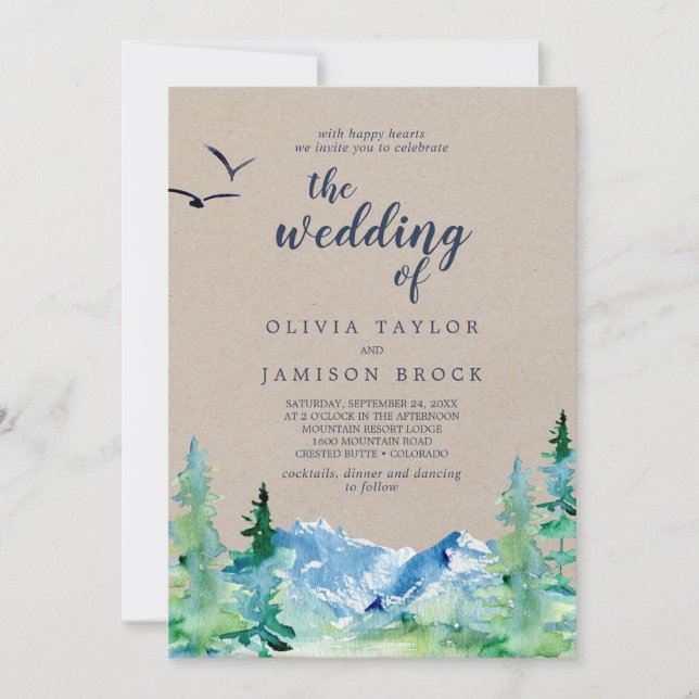 Invitation Kraft Rocky Mountain Destination Le Mariage De (Devant)