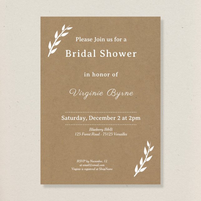 Invitation Kraft & Rustic Bridal Shower (Créateur téléchargé)