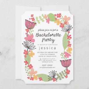 Invitation Kraft Rustic Floral Frontière Bachelorette Party I