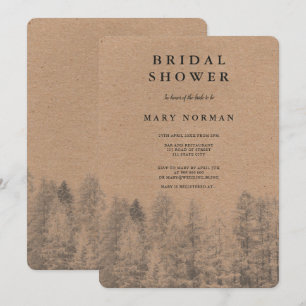 Invitation Kraft rustique Pommes de pin d'hiver douches nupti