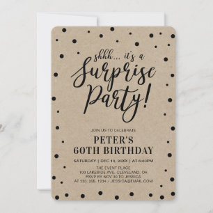 Invitation Kraft   Simple Confetti Surprise Fête d'anniversai