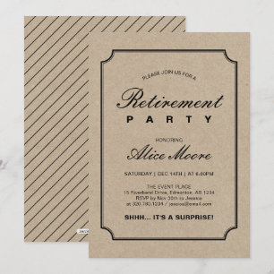Invitation Kraft simple et élégant   Parti de retraite surpri