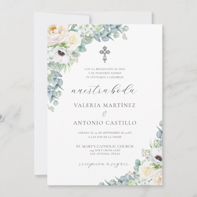 Invitation Kristen Invitación de Boda Católica Mariage (Devant)