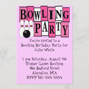 Invitation KRW Pink Bowl fête d'anniversaire