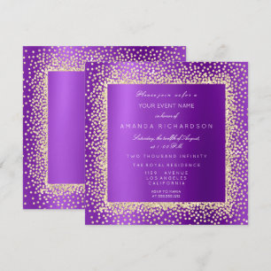 Invitation Krystal Champaigne Paillettes Confetti Violet A