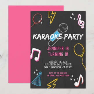 Invitation KTV Karaoke chantant Rockstar Voice Birthday Party