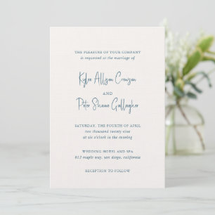 Invitation Kylee Bleu Traditionnel Mariage élégant