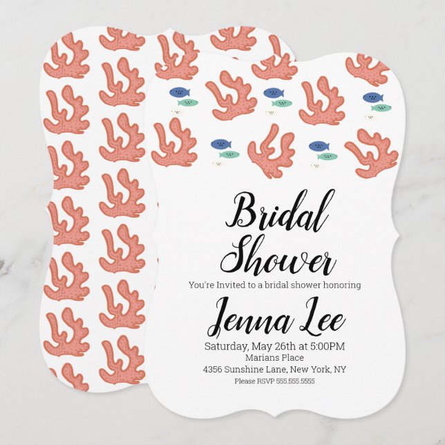 Invitation La barrière de corail moderne et le poisson (Devant / Derrière)