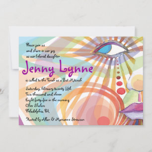 Invitation La beauté à l'intérieur du visage Bat mitzvah Invi