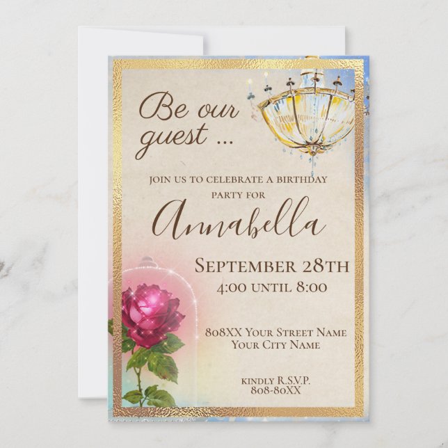 Invitation La beauté et la bête Enchantée Fairy Tale Party in (Devant)