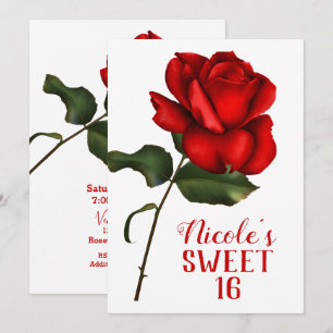 Invitation La Belle et la Bête Rose Rouge Sweet 16 Party