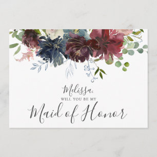 Invitation La Bourgogne et la flore bleue, ma femme d'honneur