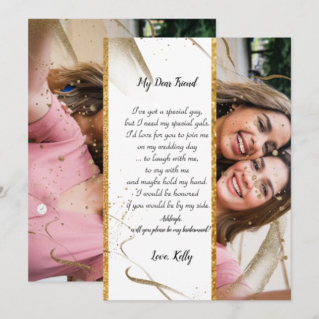 Invitation la calligraphie branchée sera ma servante d'honneu (Devant / Derrière)