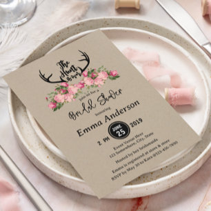 Invitation La chasse au kraft floral rustique est en Fête des