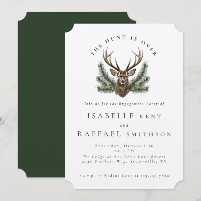Invitation La chasse est sur le Fiançailles élégant Antlers D (Devant / Derrière)