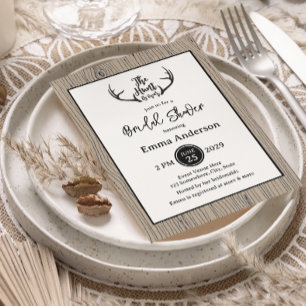Invitation "La chasse est terminée" Mariage rustique en bois