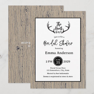 Invitation "La chasse est terminée" Rustic Antler Barnwood Ma