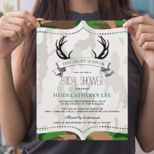 Invitation "La chasse est terminée" Shower de mariage camoufl