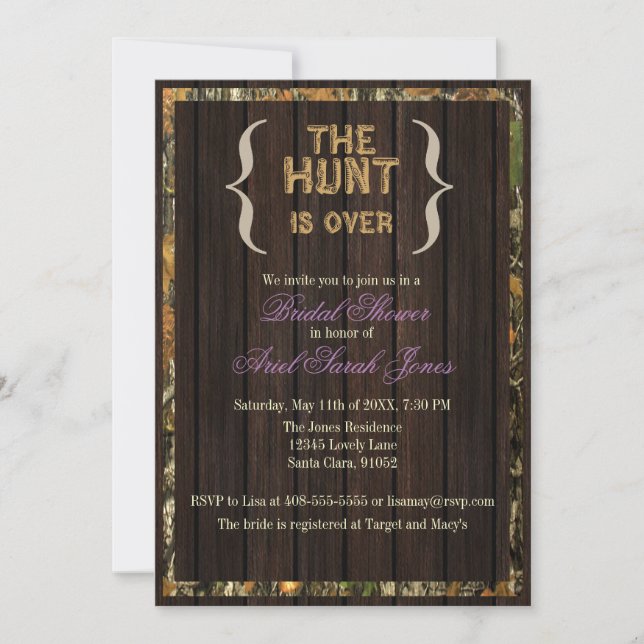 Invitation La Chasse Se Fait Sur Camo Bridal Shower Invitatio (Devant)