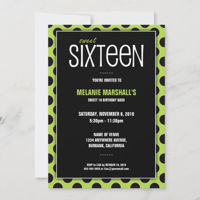 Invitation La chaux de sweet sixteen et noircissent des (Devant)