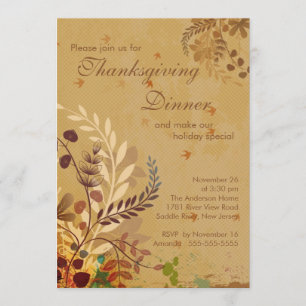 Invitation La chute laisse le dîner de thanksgiving