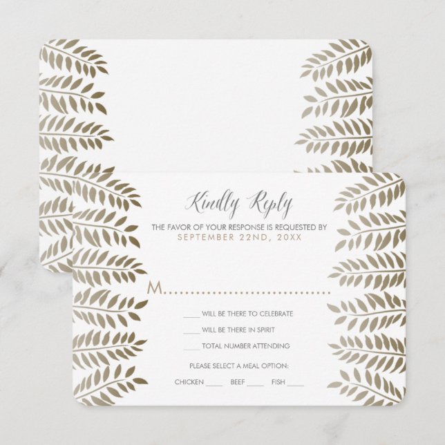 Invitation La collection de Mariages Monochrome Fern Woodland (Devant / Derrière)