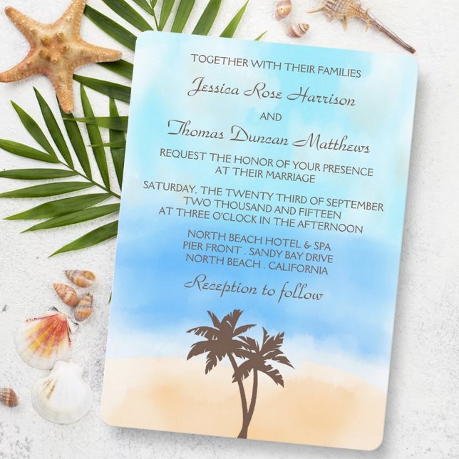 Invitation La collection de mariages Watercolor Beach (Créateur téléchargé)
